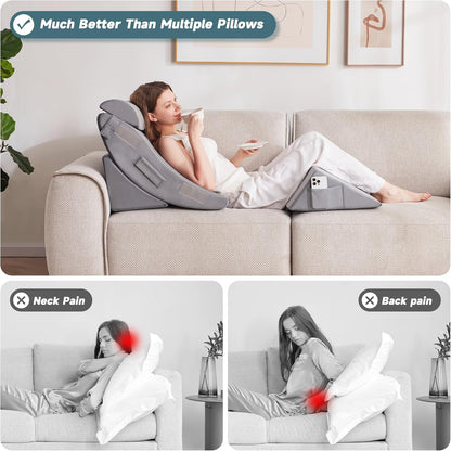 Yojoker 6pcs Orthopedic Bed Wedge Pillow Set for Sleeping, Post Surgery Foam for Body, Back and Leg Pain Relief Comfortable & Adjustable Support Pillows-Anti Snoring, Heartburn