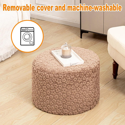 Round Pouf Ottoman Foot Stool 20x14In Ottoman Footrest for Couch Sofa Green