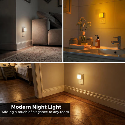 L LOHAS LED Night Lights Plug into Wall 2-Pack, 0.3W Plug in Night Light, Dusk to Dawn, 2000K Amber Light, Sleep Aid Nightlight Auto-On/Off, for Adults Kids Room, Bedroom, Bathroom, Hallway, Non-Dim