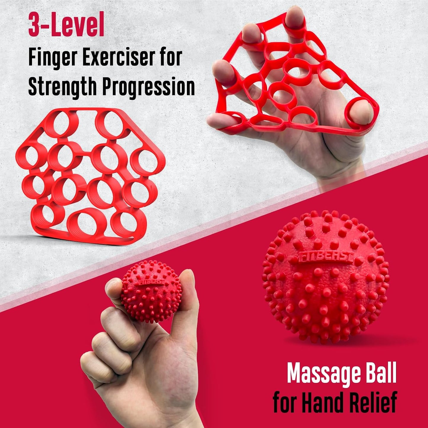 FitBeast Grip Strength Trainer, Hand Gripper Strengthener Kit - 6 Pack with Adjustable Resistance Forearm Strengthener, Forearm Exerciser and Massage Balls for Hand Therapy, Grip Training