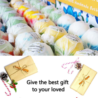 Bath Bombs Gift Set, 50 Handmade Bulk Bath Bombs for Kids, Women, Men, Wonderful Fizz Effect Bath Gift for Valentine's Day, Christmas & Any Anniversaries