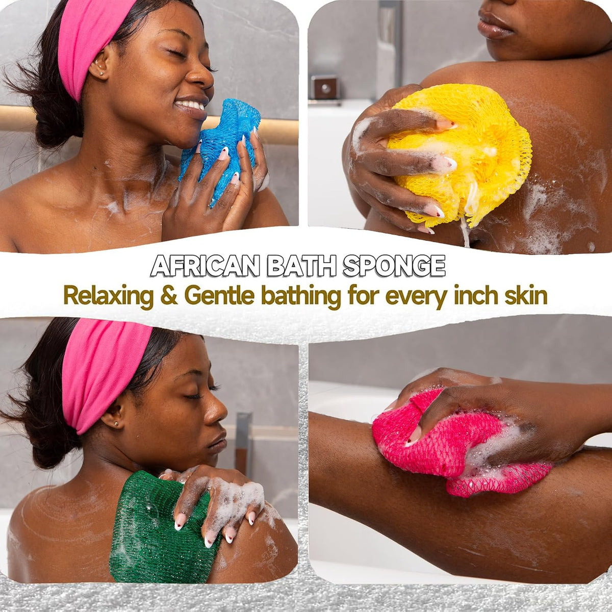 SubSahara African Net Sponge, 2 Pack 45-Inch Exfoliating Bath Scrubber
