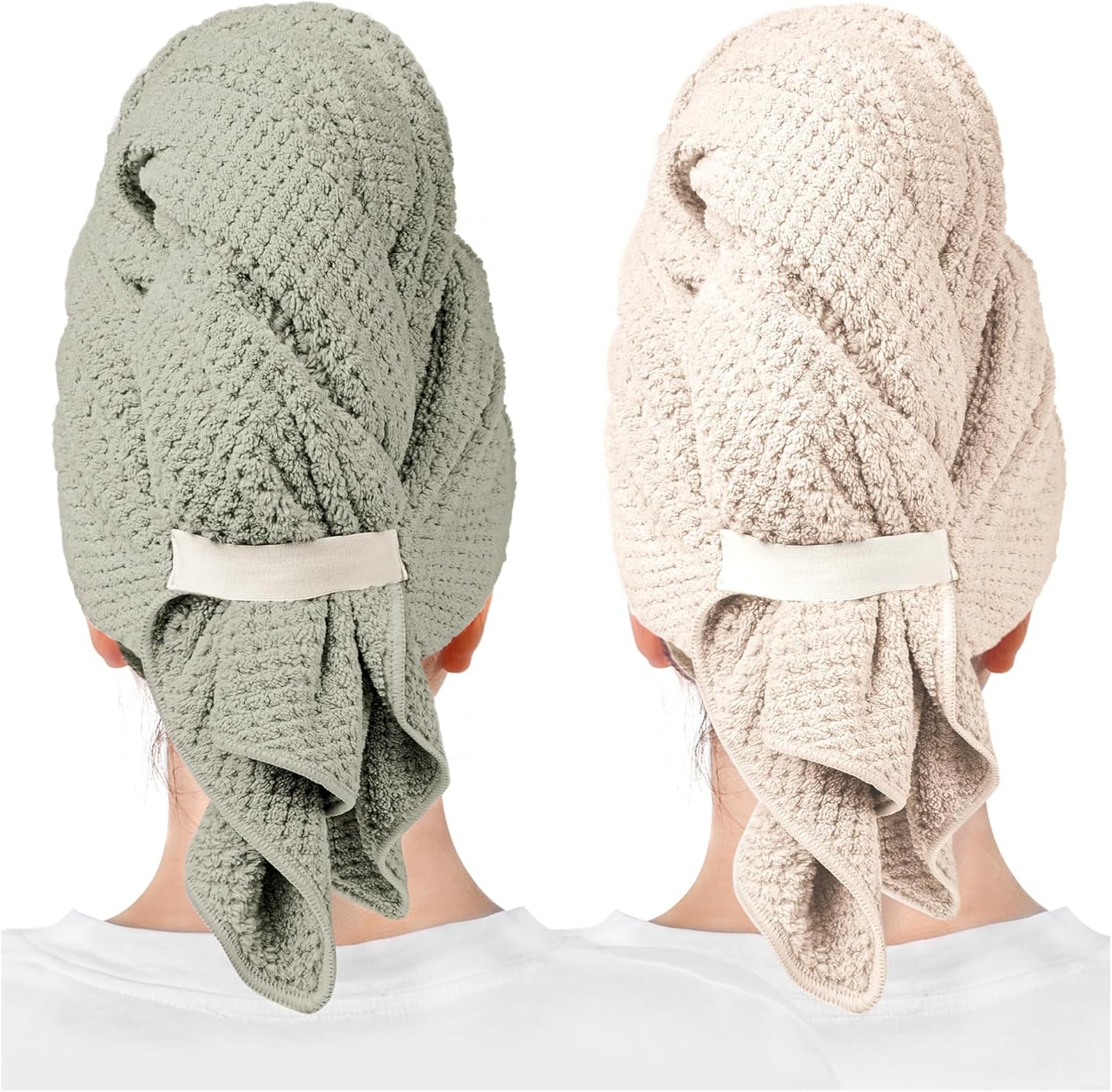 ROLSHOL 2 Packs Large Microfiber Hair Towels for Women, Super Absorbent & Quick Dry Hair Towel Wrap for Curly Hair Long & Short Hair- Anti-Frizz Hair Turbans for Wet Hair - 27.5''*39.4''