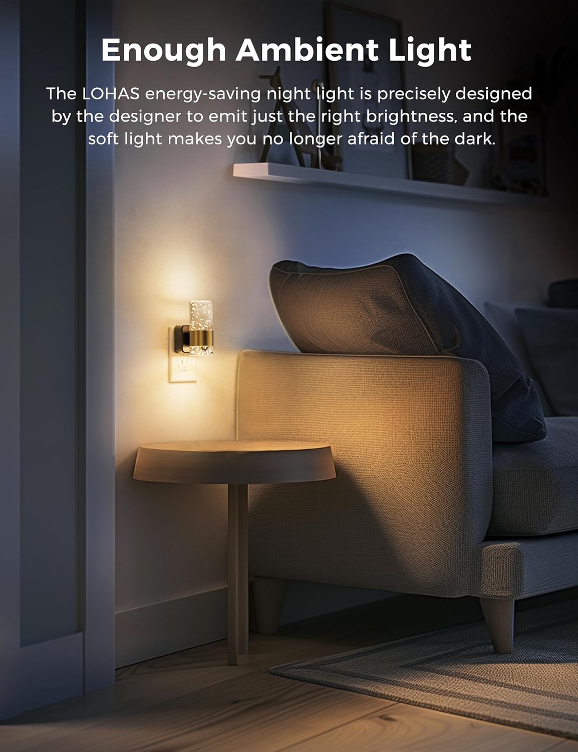 L LOHAS LED Night Lights Plug into wall, Amber Night Light with Adjustable Brightness, Plug in NightLight with Auto Light Sensor, Wall Sconce-Style Design Night Light for Bathroom,Hallway, 2 Pack