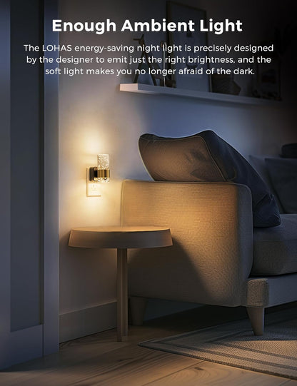 L LOHAS LED Night Lights Plug into wall, Amber Night Light with Adjustable Brightness, Plug in NightLight with Auto Light Sensor, Wall Sconce-Style Design Night Light for Bathroom,Hallway, 2 Pack