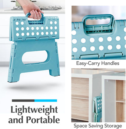 Handy Laundry Folding Step Stool - Sturdy Enough Collapsible Stool to Support Adults - Opens Easy with One Flip - Great for Kitchen, Bathroom or Bedroom (Black - 9 Inch)