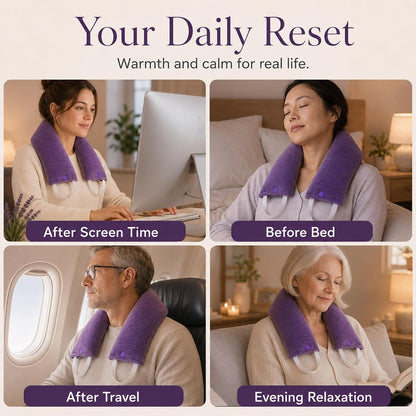 Premium Lavender Microwavable Neck Wrap Set, Heating Pad with Eye Pillow