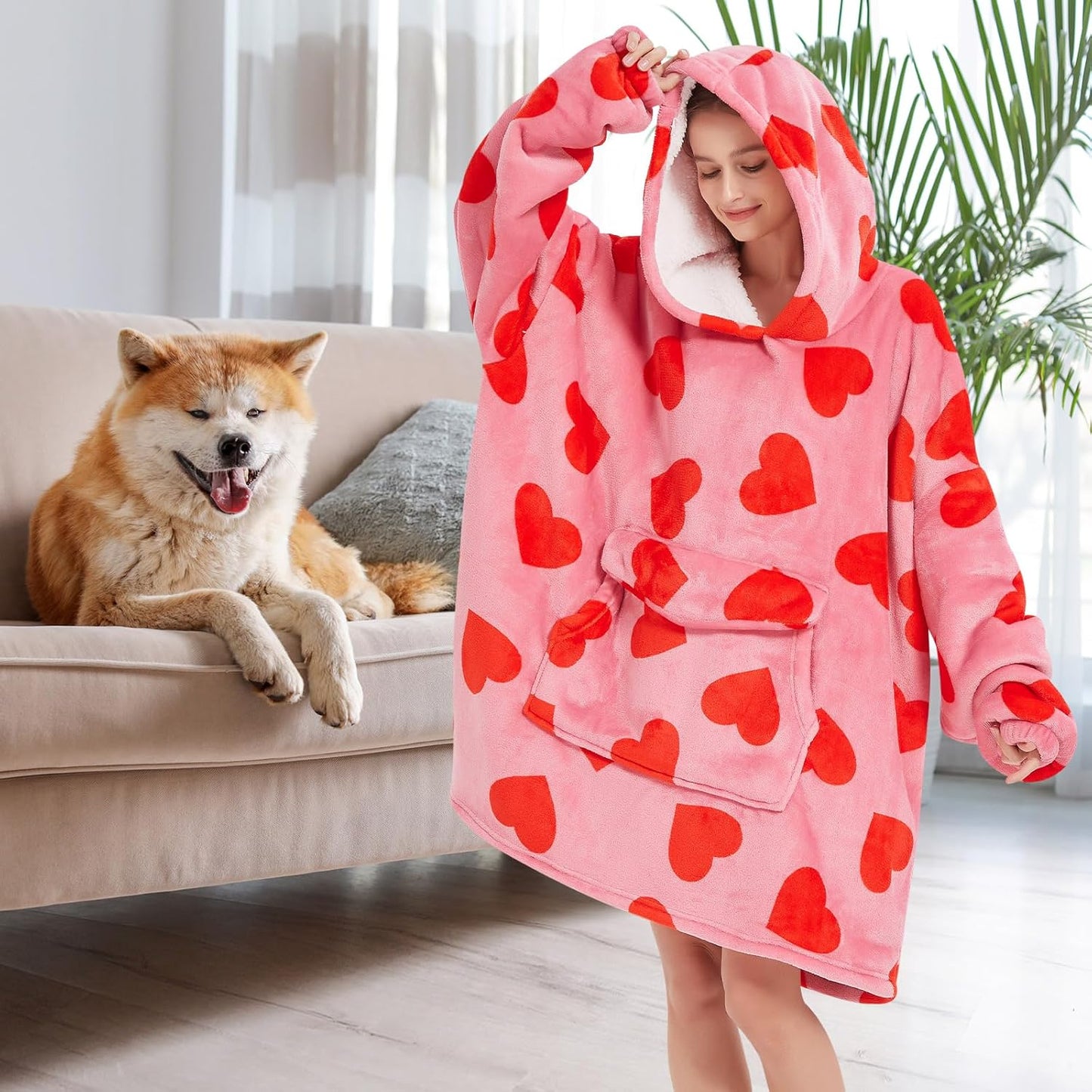 Fiosnow Sun and Moon Blanket Hoodies for Women and Men Adult Oversize Wearable Blanket Hoodies for Soft and Warm