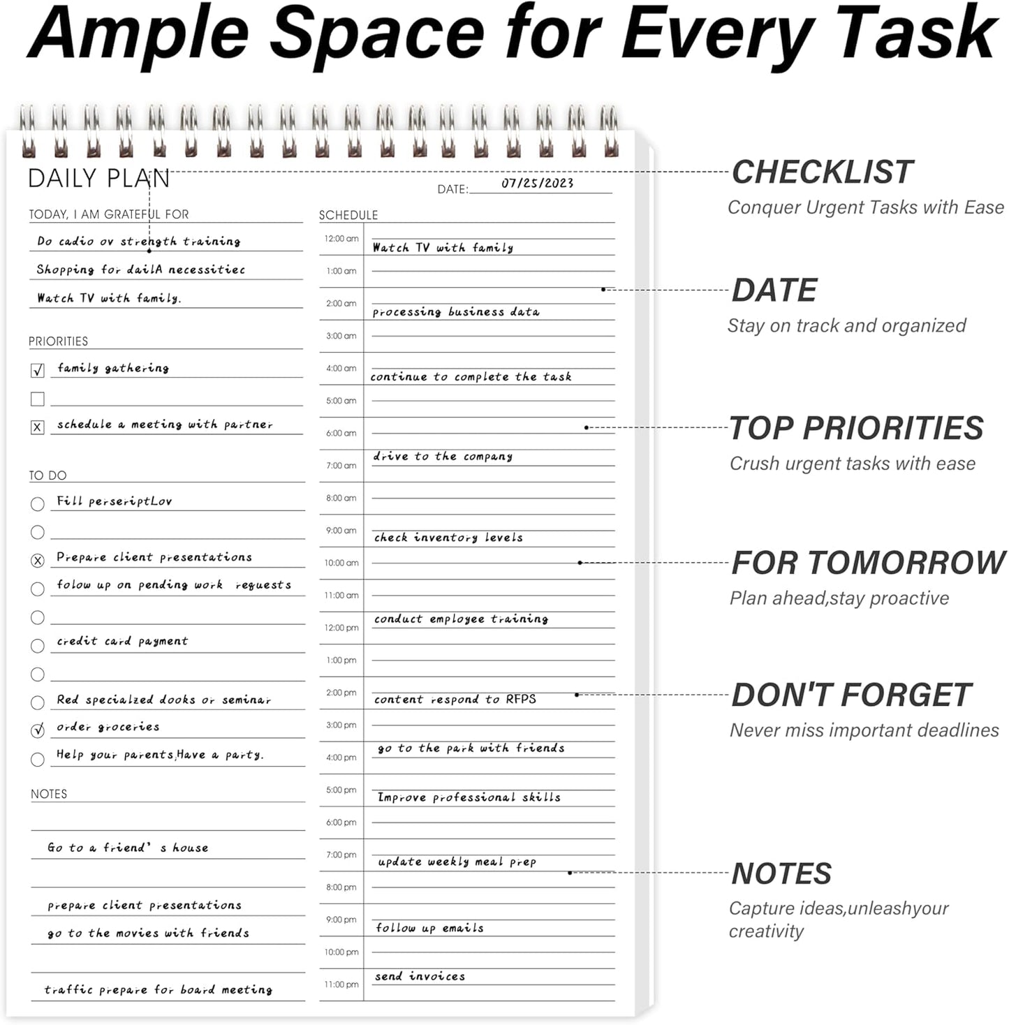 Weekly Planner Notepad,Spiral To Do List Undated Planning Pad, Weekly Organizer for Students, Weekly Agenda for Work & Daily Life, 52 Sheets, 6.5 x 9.8 in (Green)