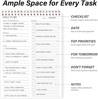 Weekly Planner Notepad,Spiral To Do List Undated Planning Pad, Weekly Organizer for Students, Weekly Agenda for Work & Daily Life, 52 Sheets, 6.5 x 9.8 in (Green)