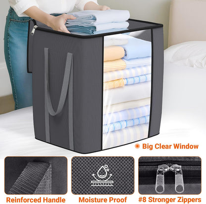 TasticTotes 120L Extra Large Blanket Clothes Storage Bags, Gray