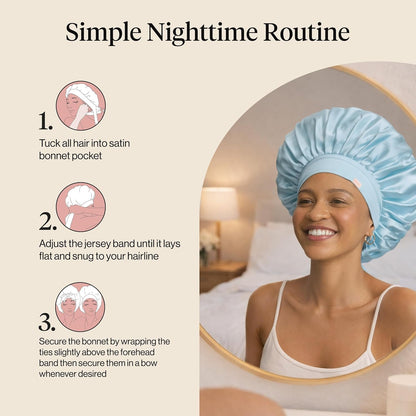 Kitsch XL Satin Bonnet for Sleeping - Softer Than Silk Bonnet For Sleeping Women - Secure Fit, Adjustable, Night Cap For Curly & Textured Hair - Prevents Breakage, Tangles & Thinning - Blush