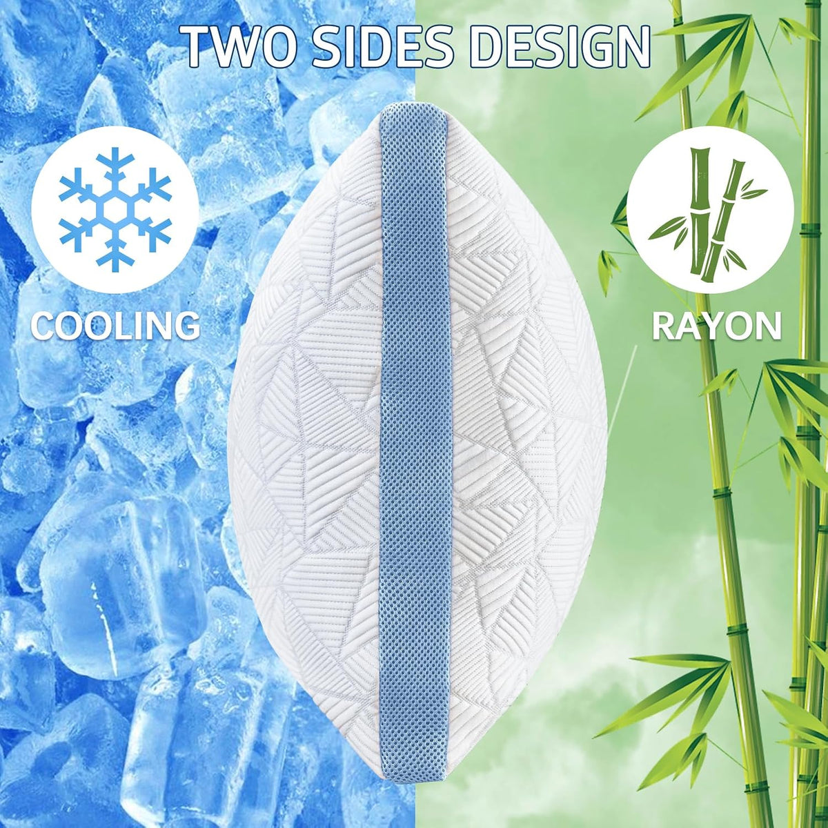 BETU Cooling Pillow Queen Size, Shredded Memory Foam Cool Pillow for Hot Sleepers, Adjustable Firm Soft Support Bed Pillows Perfect for Back Neck Pain and Side Sleeping with Pillow Case Cover, White