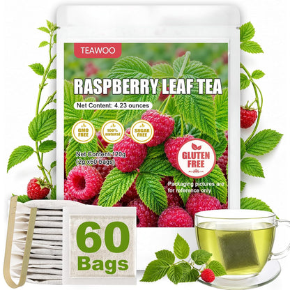 TEAWOO Red Raspberry Leaf Tea, Herbal Tea Bags