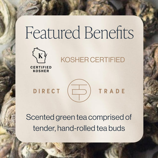 Rishi Tea Jasmine Pearls Green Loose Leaf Tea, Caffeinated, 4oz