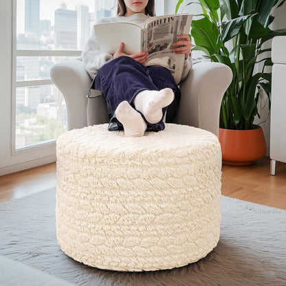 Round Pouf Ottoman 20 x 20 x 14 Inches Boho Poof Home Decor Floor Pouffe Ottoman Foot Rest for Couch Sofa Bean Bag Chairs Living Room Bedroom (Green)