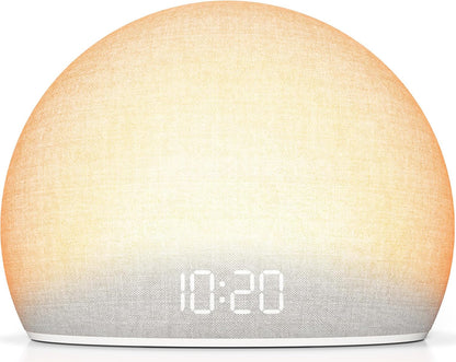 HOUSBAY Sunrise Alarm Clock with White Noise Sound Machine – Wake-Up Light for Bedroom, 5 Gentle Alarm Sounds, 20 Soothing Sleep Sounds, Dimmable Display, Phone-Free Bedside Clock
