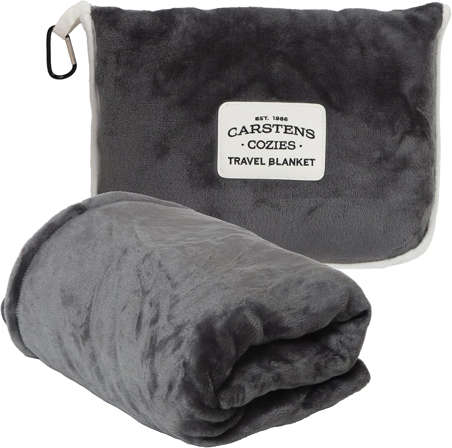 Carstens, Inc. Travel Blanket, Premium Compact 2-in-1 Airplane Blanket/Pillow, Open Sky Blue Aztec