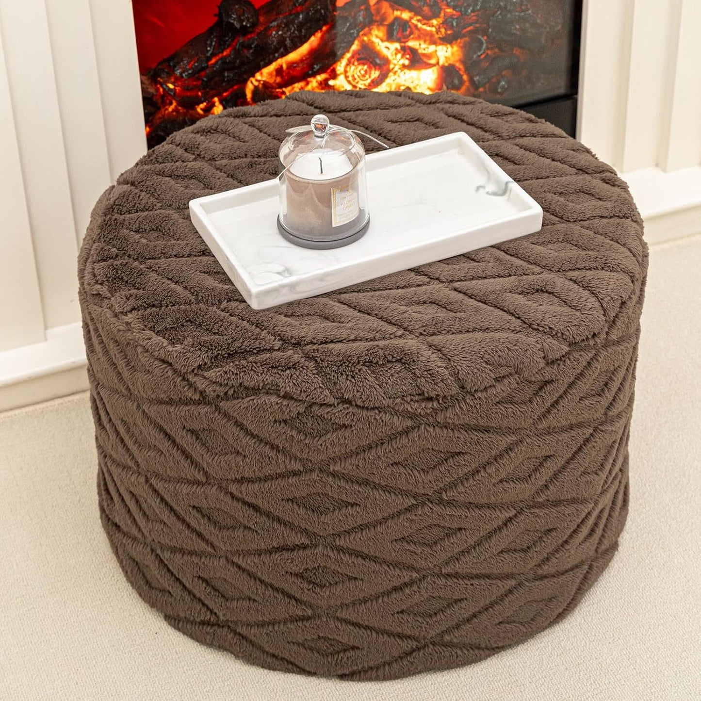 Round Pouf Ottoman 20 x 20 x 14 Inches Boho Poof Home Decor Floor Pouffe Ottoman Foot Rest for Couch Sofa Bean Bag Chairs Living Room Bedroom (Green)