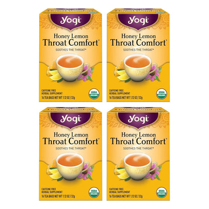Yogi Honey Lemon Throat Comfort Tea, 16 Tea Bags (4 Pack)