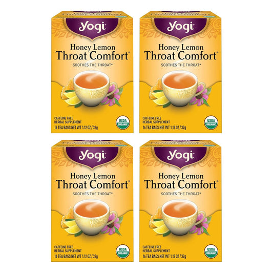 Yogi Honey Lemon Throat Comfort Tea, 16 Tea Bags (4 Pack)