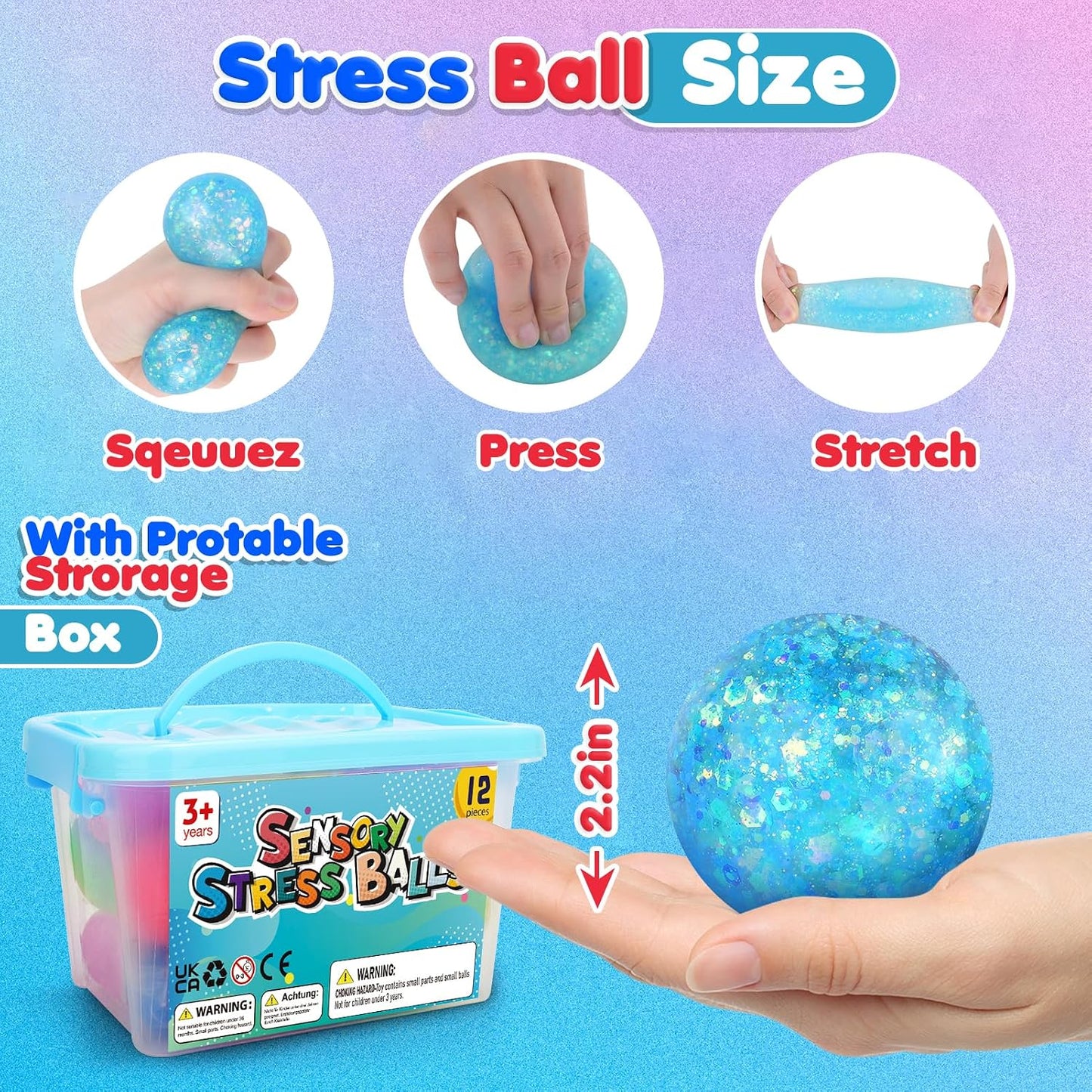 6 Set Squishy Sensory Stress Squeezing Balls forAdults: Best Calming Tool to Relieve Anxiety, Vent Mood and Improve Focus, Easter Basket Stuffers for Kids, Goodie Bag Stuffers
