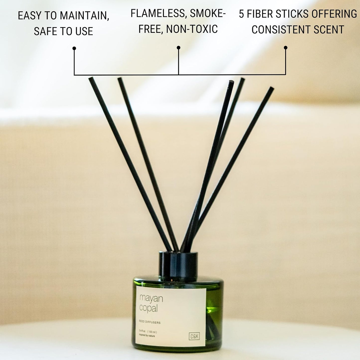 Craft & Kin Premium Santal Woods Reed Diffuser with Dried Flowers – 5 oz Essential Oil Diffuser for Home & Bathroom – Long-Lasting Fragrance Diffuser Sticks – Room Decor Air Freshener