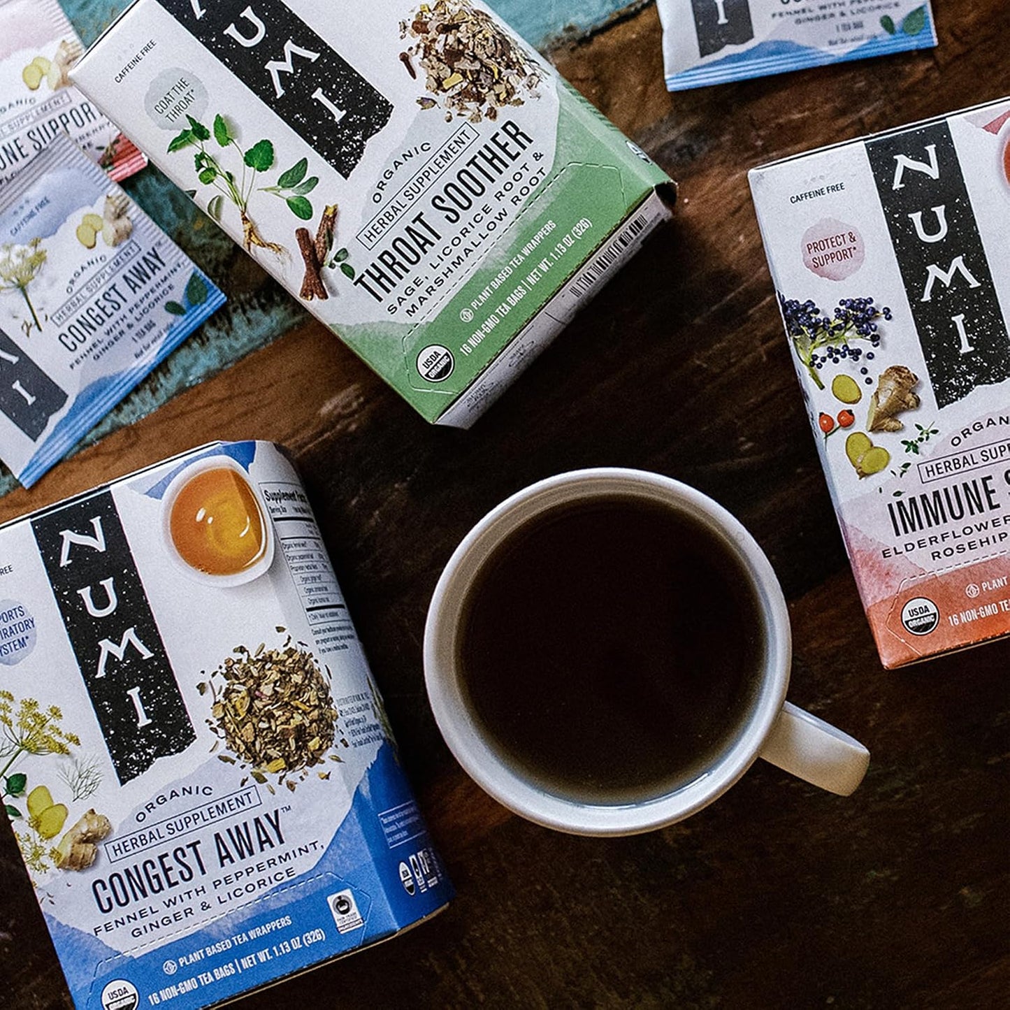 Numi Organic Chamomile Lemon Tea, 54 Herbal Tea Bags, Caffeine Free