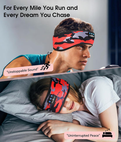 MUSICOZY Sleep Headphones Bluetooth 5.4 Headband, Wireless Earphones Music Sleep Earbuds Sleeping Eye Mask with HD Stereo Speakers for Workout Running Travel Yoga, Ideal Gifts for Men Women Mom Dad