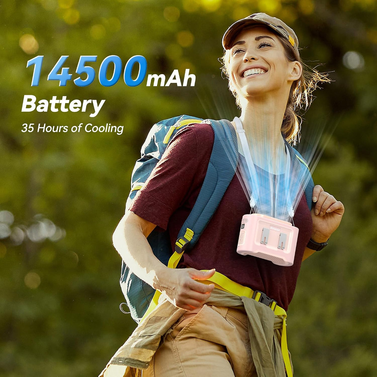 14500mAh Portable Waist Fan, Shirt Belt Clip on Fan Full Body Cooling