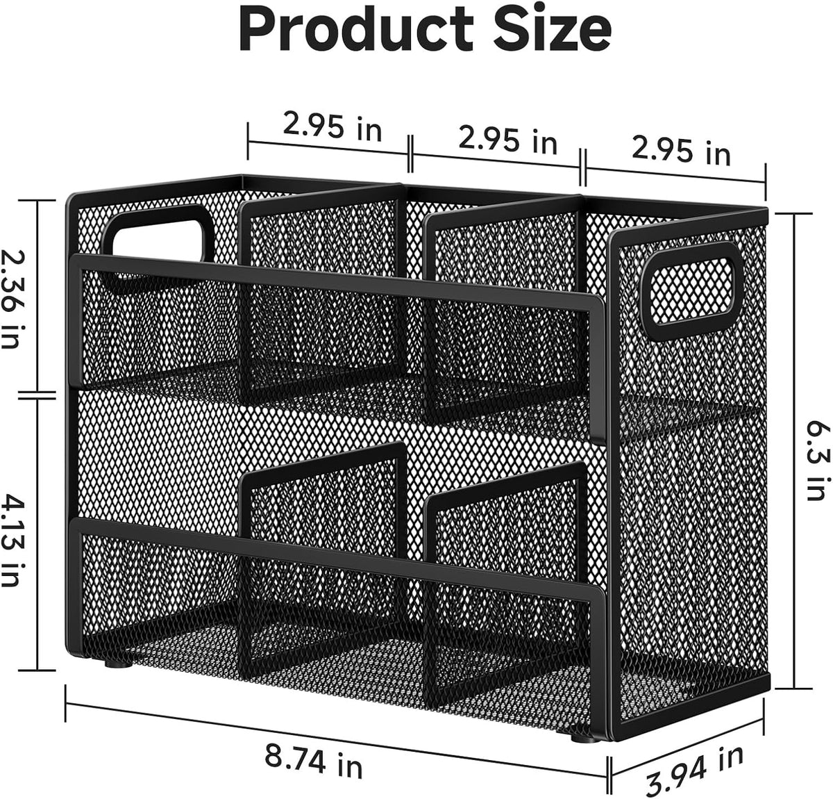 2 Tier Tea Bag Organizer, Mesh Tea Bag Holder with Handle, Teabag Holder, Tea Station Organizer for Countertop, Pantry, Kitchen, Cabinet -Black
