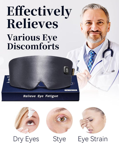 Heated Eye Mask for Dry Eyes - Silk Cordless Warm Eye Compress Moist Heat, FSA Eligible, Eye Heating Pad for Stye Treatment, Tired Eyes, Sleep, Travel, Washable, Rechargeable, Blue