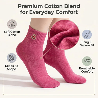 Eurzom 10 Pairs Socks Womens Crew Elastic Ankle Length Cotton Socks Aesthetic Cute Lightweight Low Cut Gifts for Women - Colors B