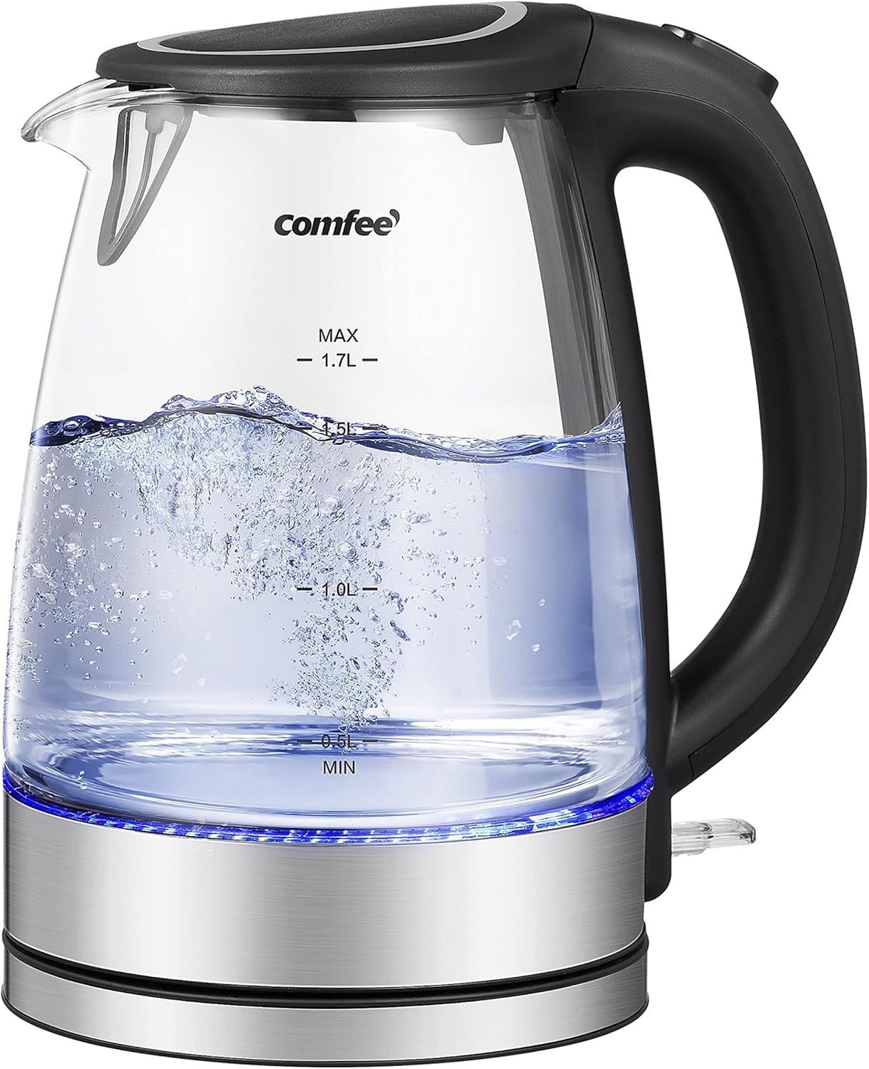 COMFEE' 1.7L Glass Tea Kettle and Kettle Water Boiler - Electric Kettle Temperature Control with 6 Presets, 2-Hr Keep Warm, Fast Heating, 304 Stainless Steel, Auto-Off and Boil-Dry Protection