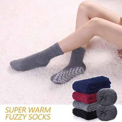 MQELONG Non Slip Hospital Socks with Grips for Women Winter Warm Cozy Fuzzy Slipper Soft Fluffy Sleep Socks