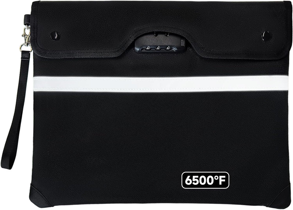 Fireproof Document Bag with Lock, 15x12 in Waterproof for Cash Passport
