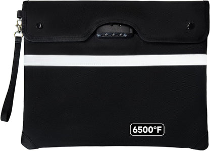 Fireproof Document Bag with Lock, 15x12 in Waterproof for Cash Passport