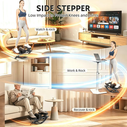 Rock Stepper with Digital Monitor, Low-Impact Compact Rock Stepper Side to Side with Resistance Bands, 360 LBS Weight Capacity, Portable Stair Stepper for Home, Apartment, Dormitory, Office