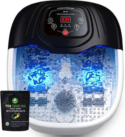 Foot Soaking Tub, Foot Spa Bath Massager with Heat, Epsom Salt,Bubbles, Vibration and Red Light,Foot Soaker, Birthday Gifts for Mom Dad Women Men Her Him