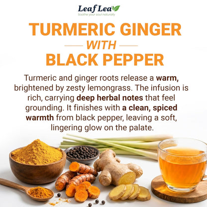 LeafLea Turmeric Ginger Black Pepper Tea Bags, 120 Count Family Pack