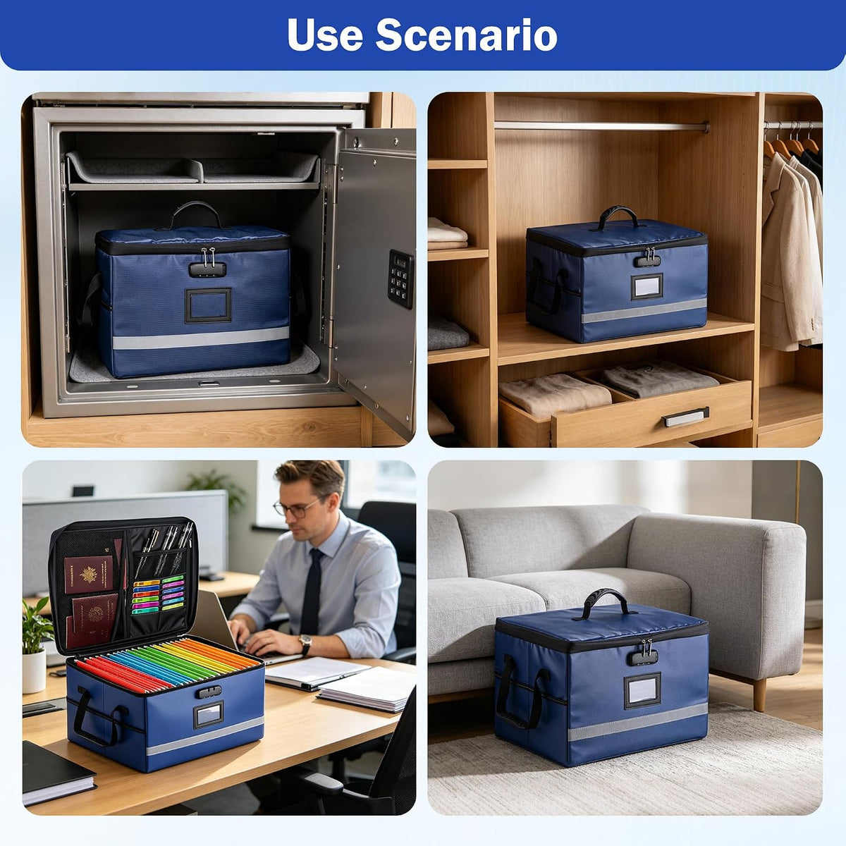 EXLIFBAG Fireproof File Organizer with Lock, 1 Layer