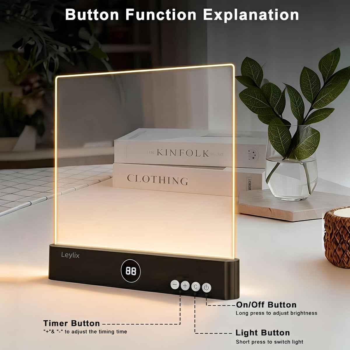 XL LED Flat Book Light for Reading at Night in Bed, Matte Pink