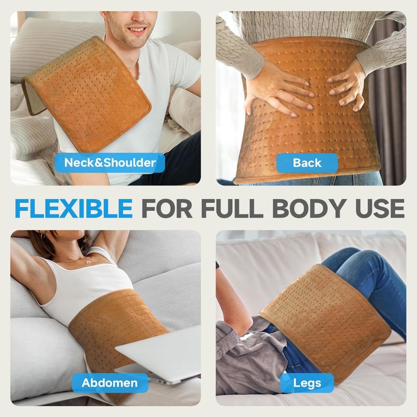 GOTCOZY Heating Pad 12"x24" for Back Pain Relief & Cramps(Rose)