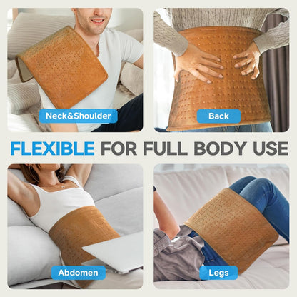 GOTCOZY Heating Pad 12"x24" for Back Pain Relief & Cramps(Rose)