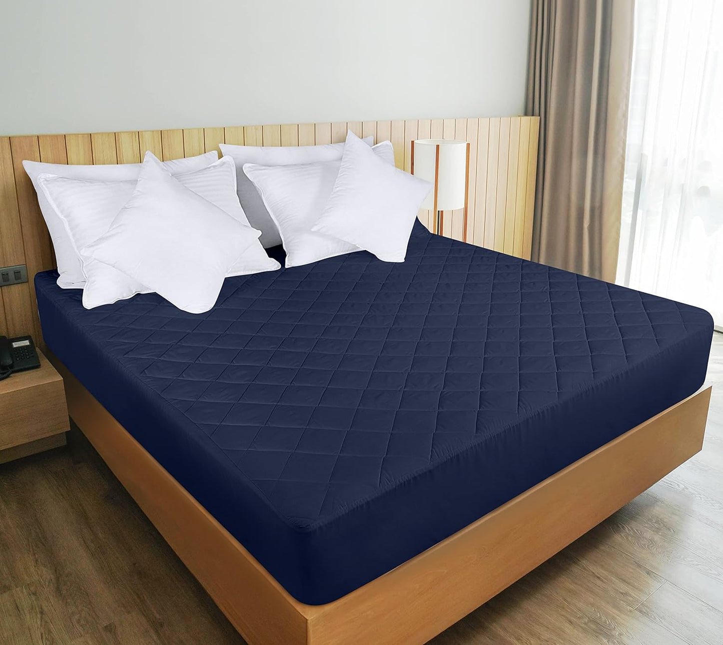 Quilted Fitted Mattress Pad, Queen Mattress Protector Topper with Deep Pocket Stretches up to 16 Inches, Machine Washable Mattress Cover by Utopia Bedding (White)