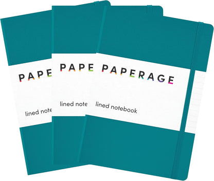 PAPERAGE Lined Journal Notebook, Hardcover Journal for Women & Men, 160 Pages, (5.6 in x 8 in), College Ruled Journaling Notebook for Work, School Supplies & Note Taking, (Black)