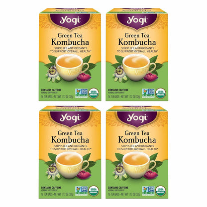 Yogi Green Kombucha Organic Tea, 16 Tea Bags (4 Pack)