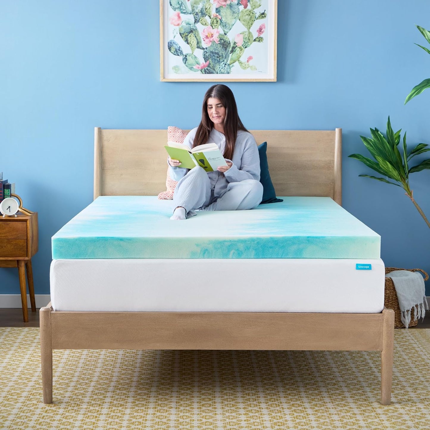 Linenspa Memory Foam Mattress Topper, Queen Size - 2 Inch Gel Infused Memory Foam - Plush Feel - Cooling and Pressure Relieving - CertiPUR Certified