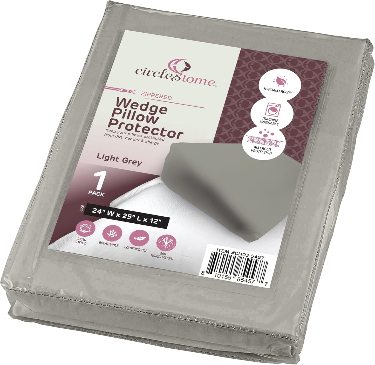 CirclesHome Pillow Protectors 4 Pack Standard Zippered - 100% Cotton Breathable Pillowcases - Protects Pillows from Dirt, Dust and Debri (Standard - Set of 4 - 20x26)