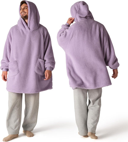 Bedsure Wearable Blanket Hoodies, Blanket Hoodie as Mothers Day Birthday Gifts for Mom Women, Warm Cozy Soft Sweatshirt Hooded Blankets for Women Men Adults, Grey, Standard